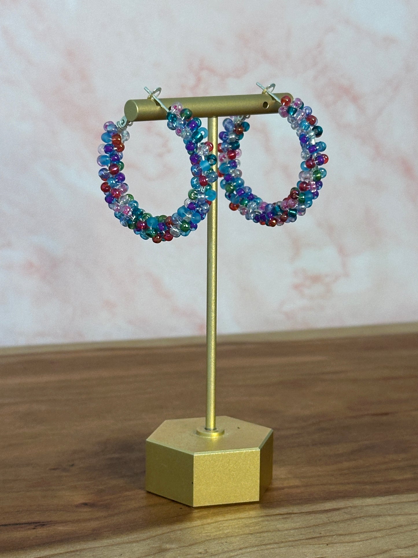 Midnight Summer Beaded Hoops