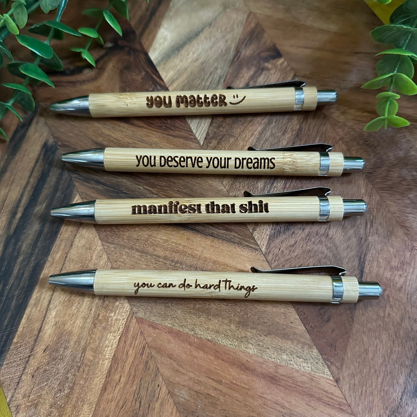 Manifest that shit - Engraved Bamboo Pen