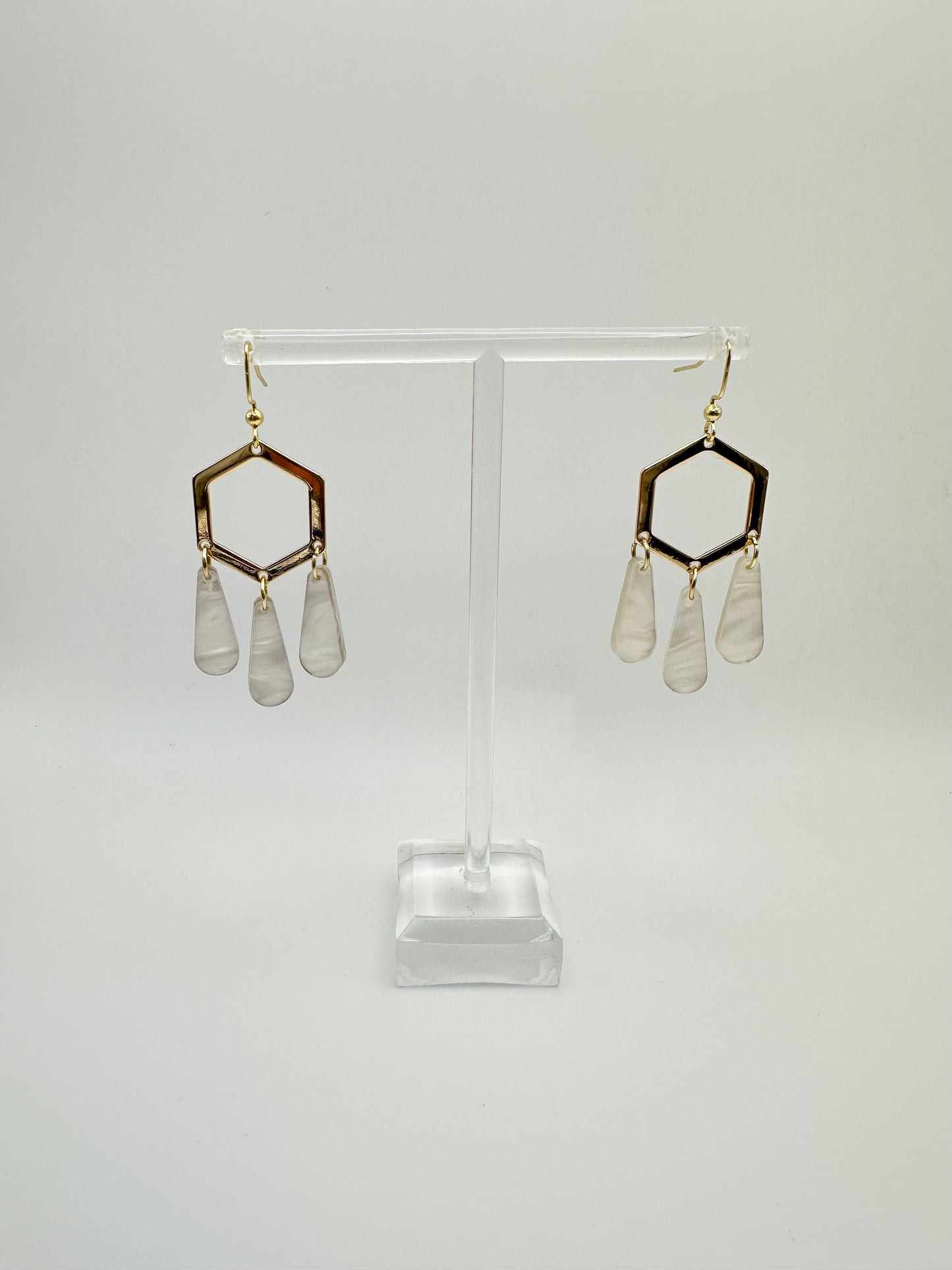 Lorelei Earrings in White Marble
