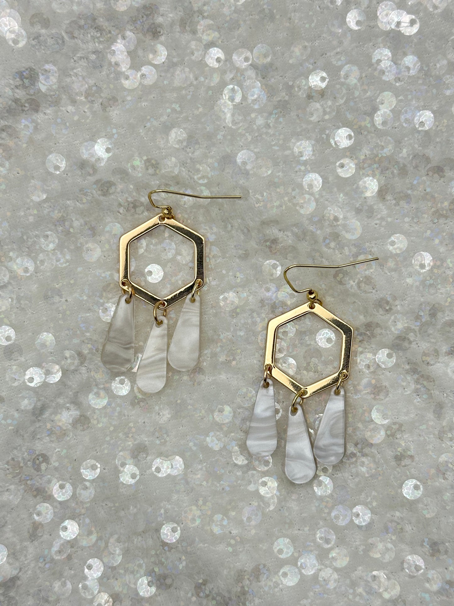 Lorelei Earrings in White Marble