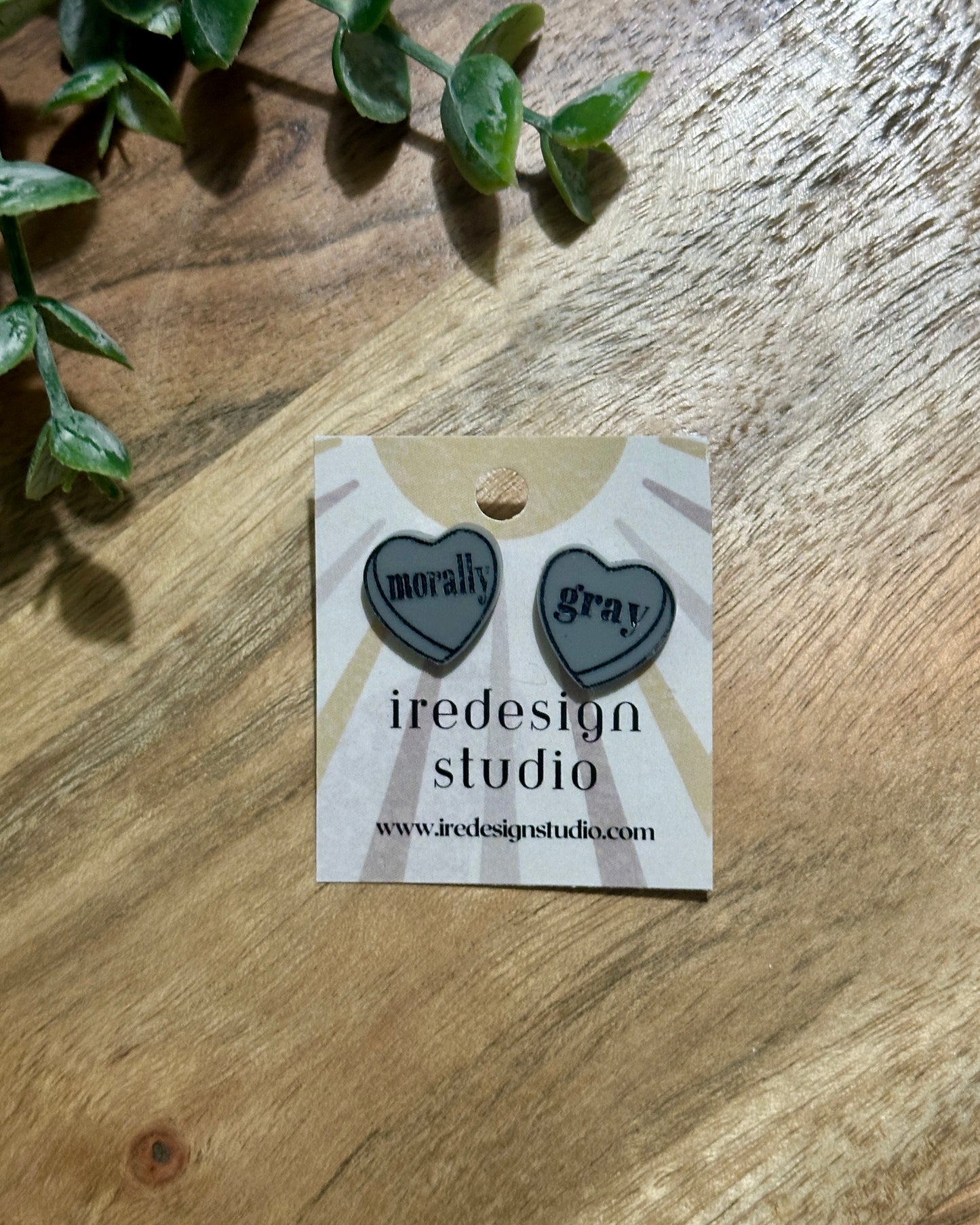 morally gray stud earrings