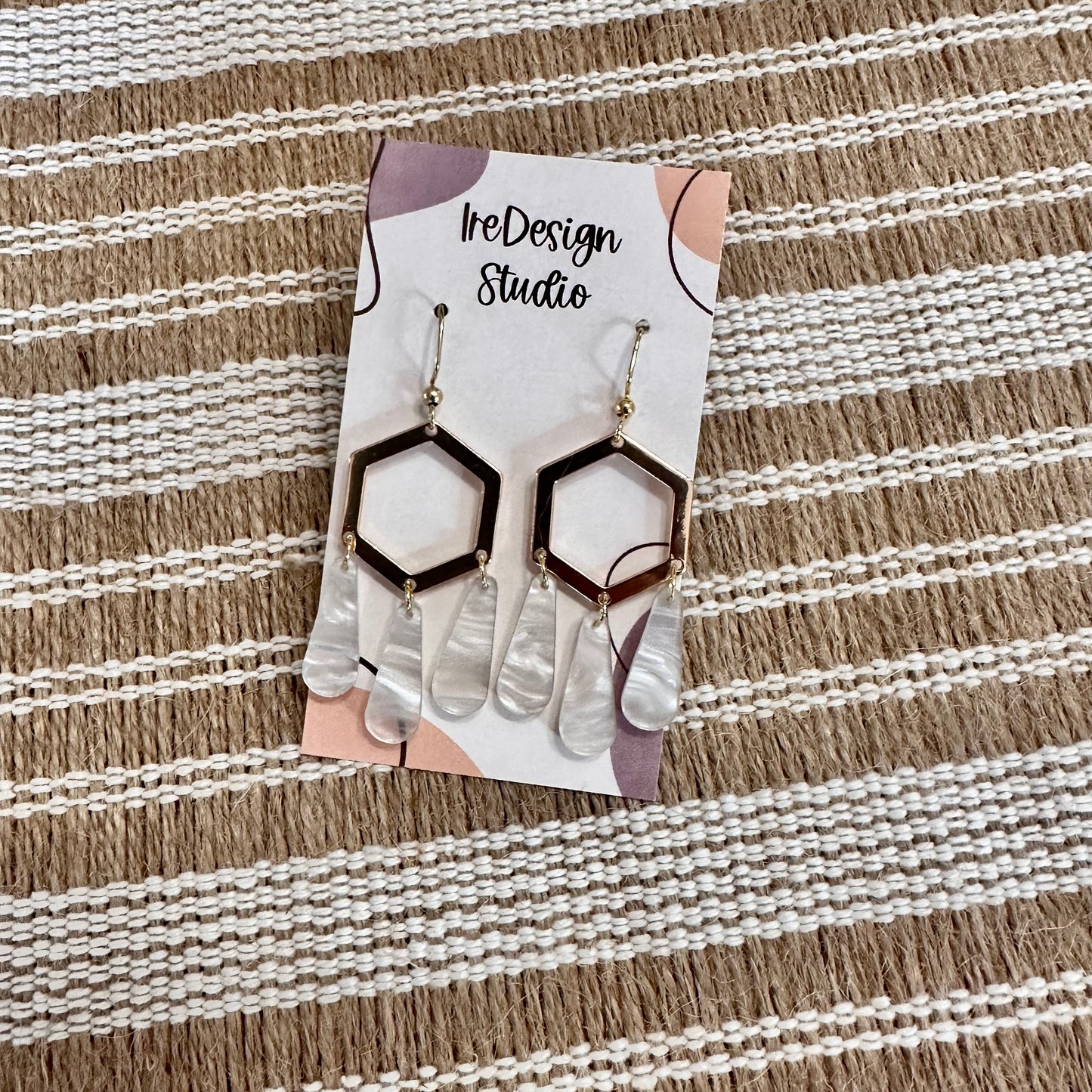 Lorelei Earrings in White Marble