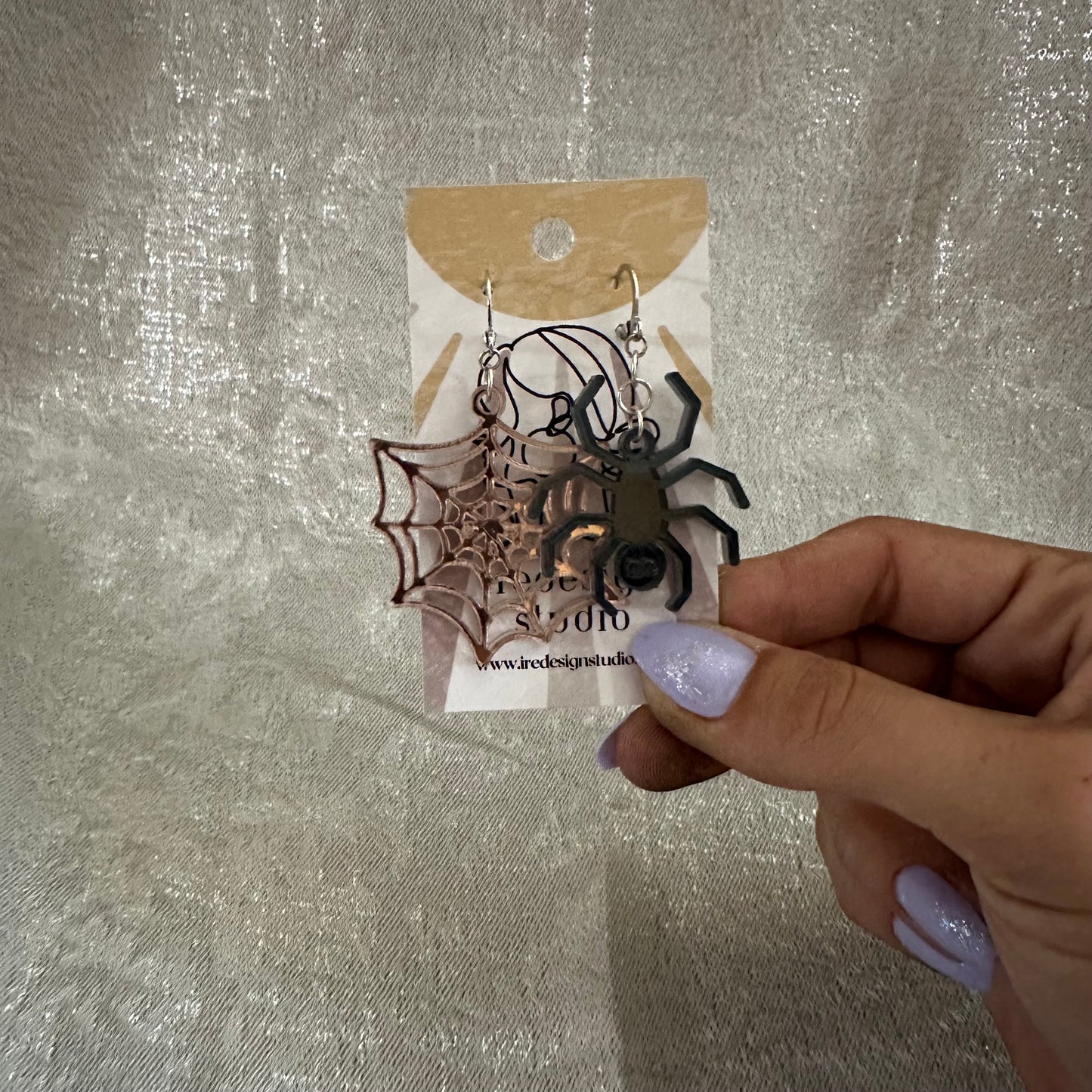 Spider & Web Mirror Acrylic Earrings