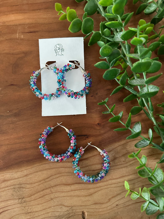 Midnight Summer Beaded Hoops