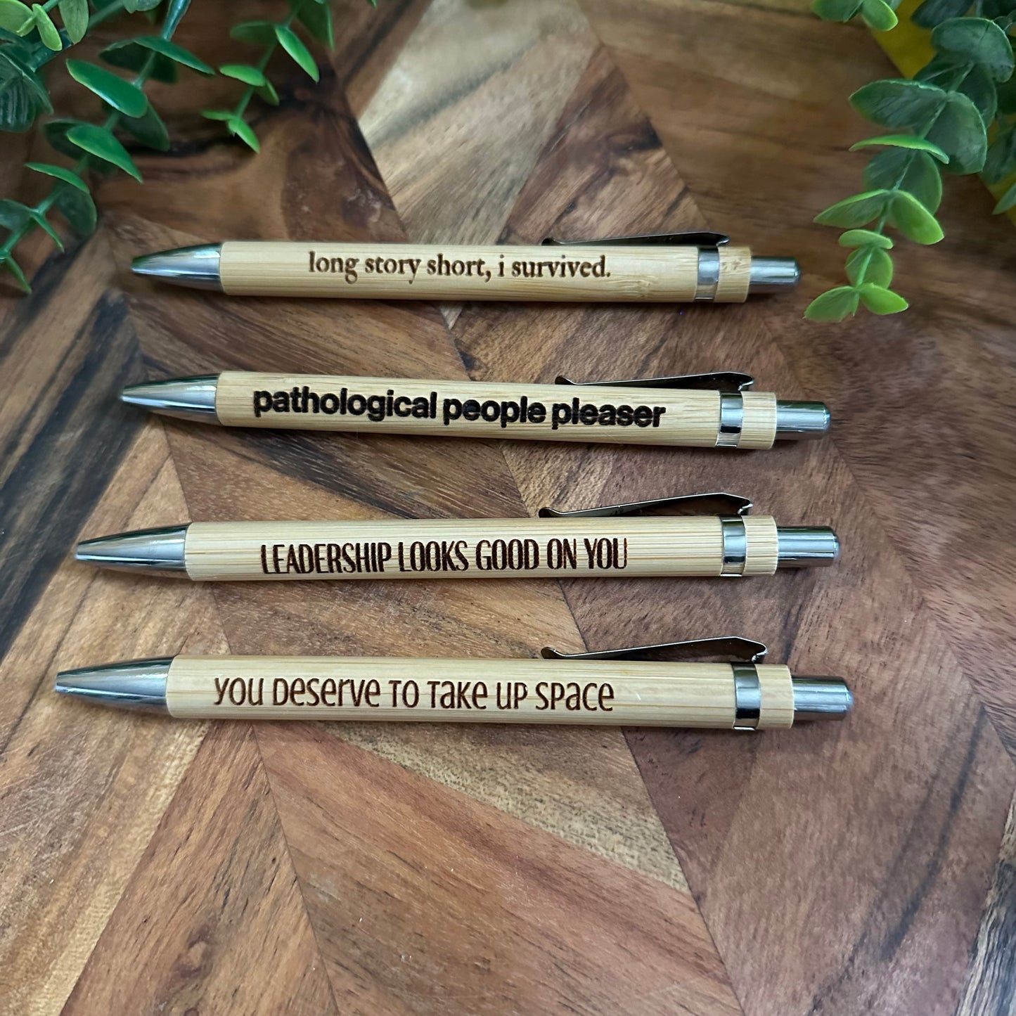 Pathological people pleaser - Engraved Bamboo Pen