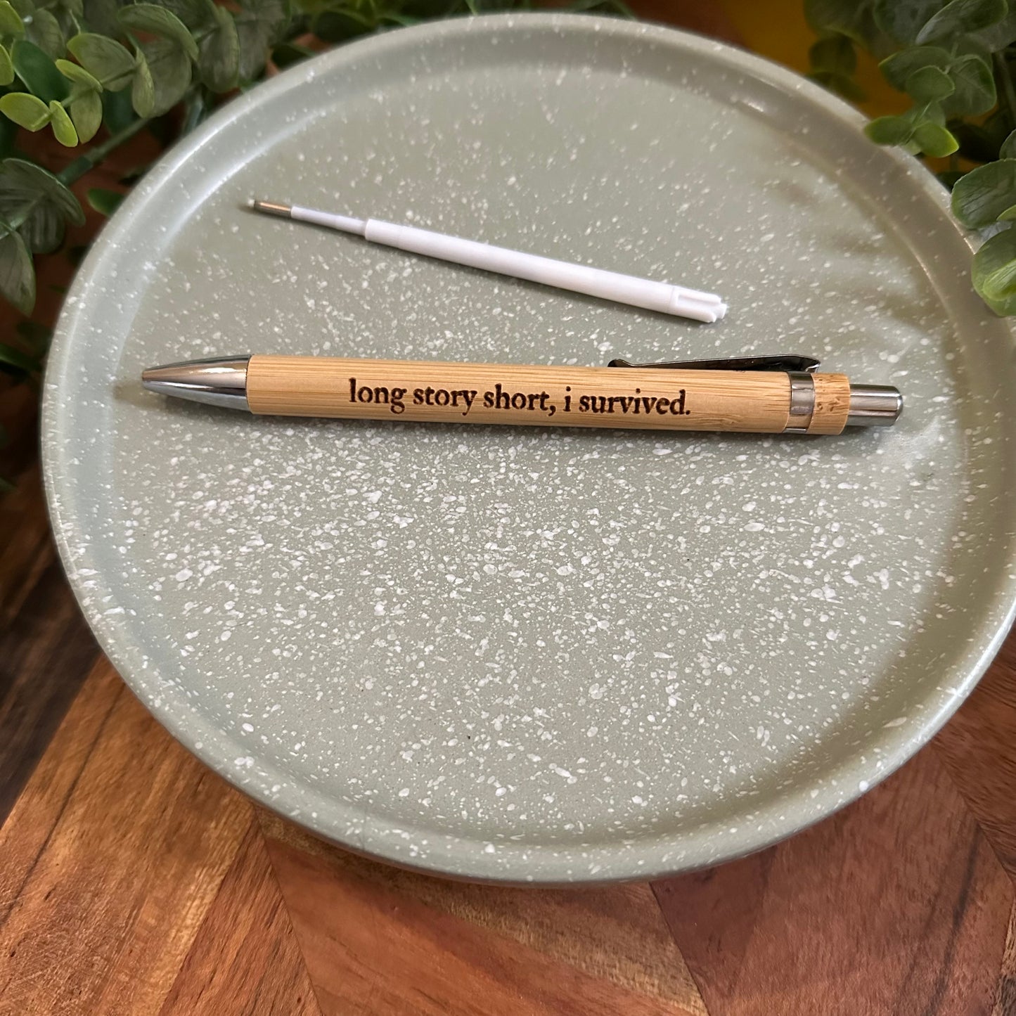 Long story short, i survived - Engraved Bamboo Pen