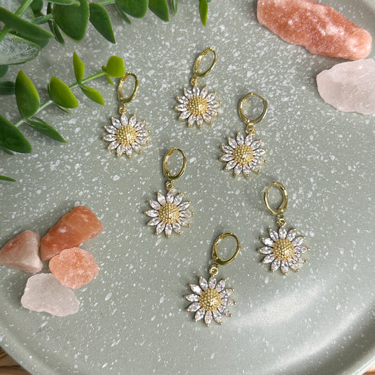 Sunflower Huggie Hoops