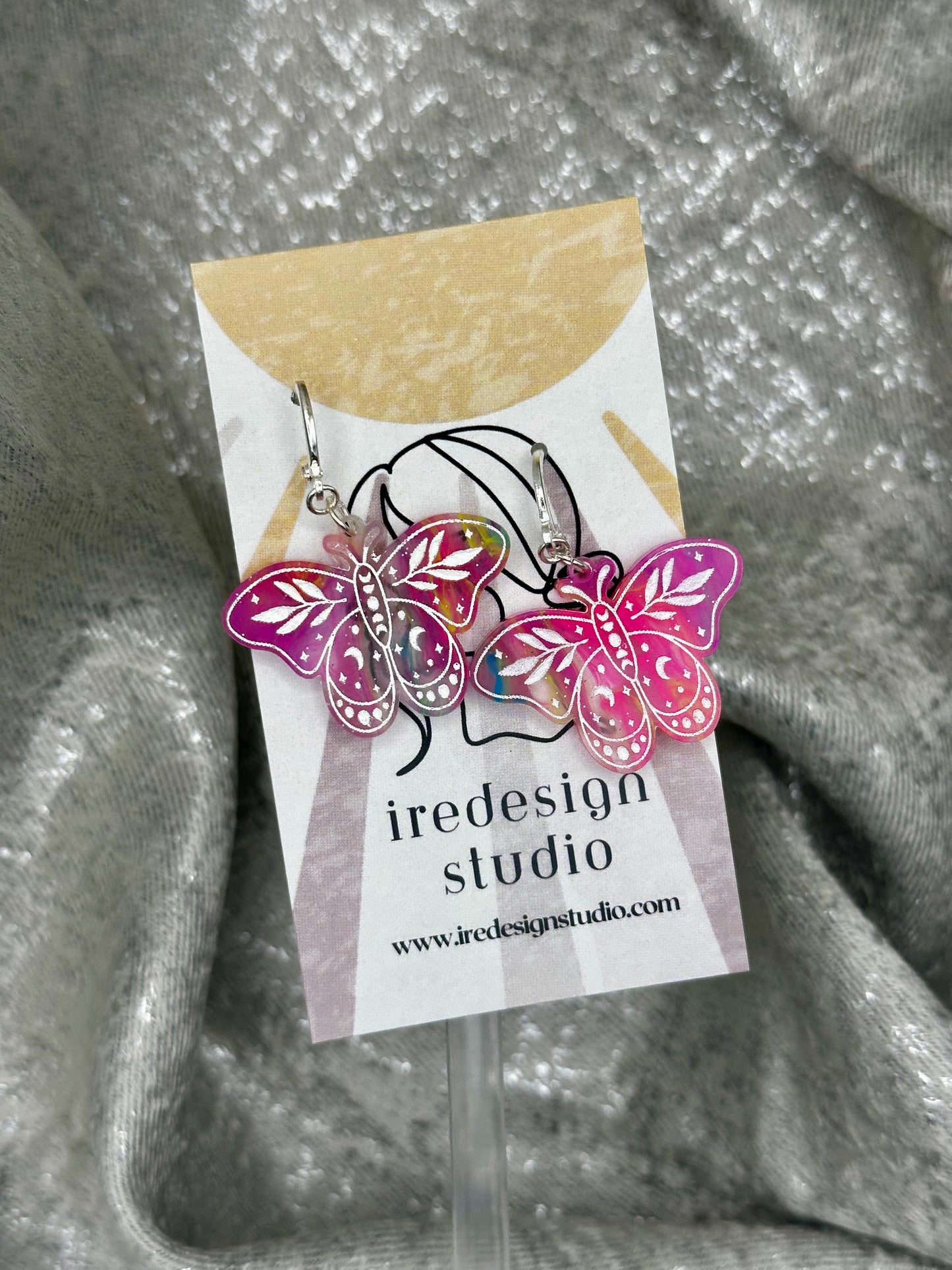 Neon Elixir Moth Earrings