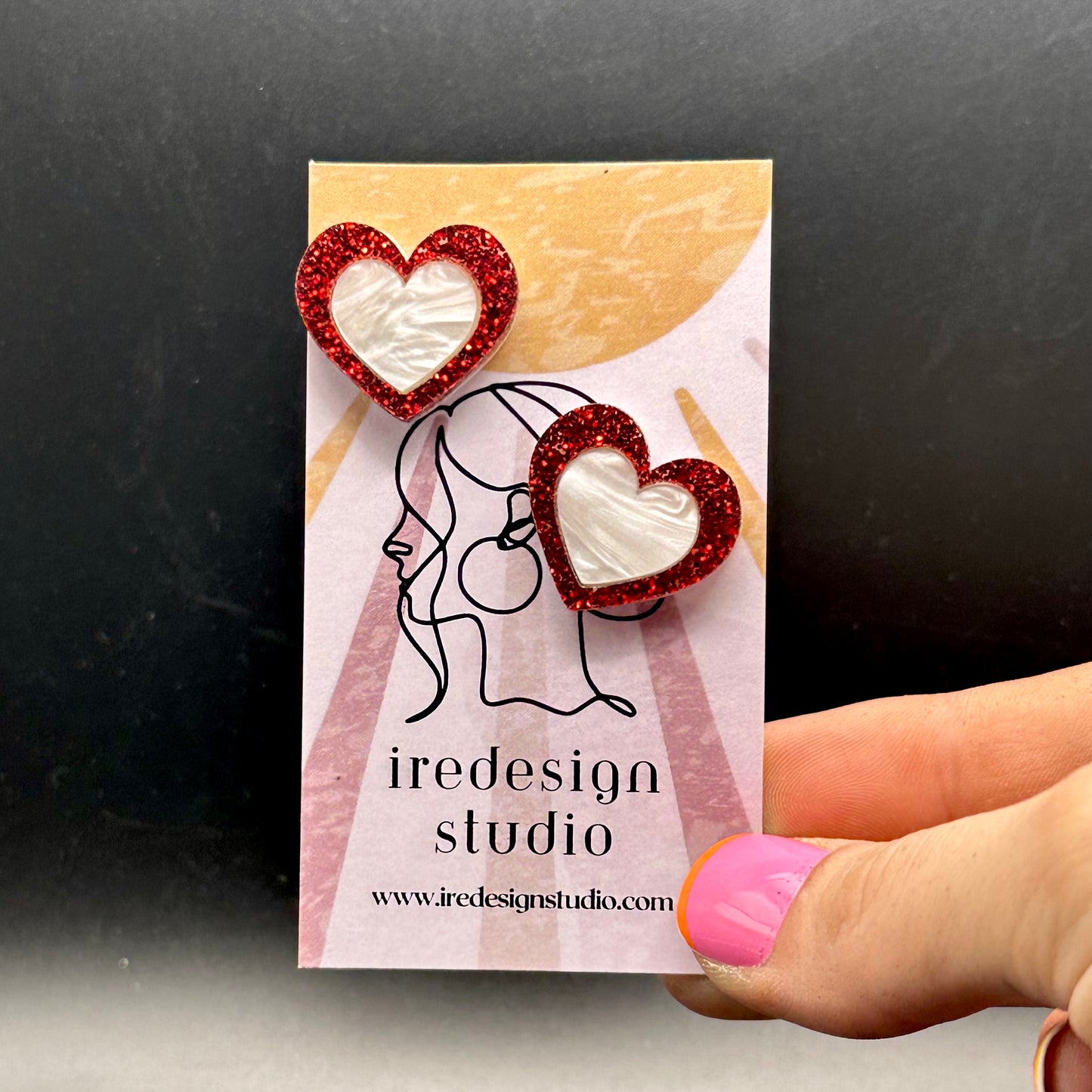 Double Heart Studs