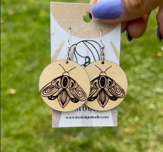 Luna Moth Wood Earrings