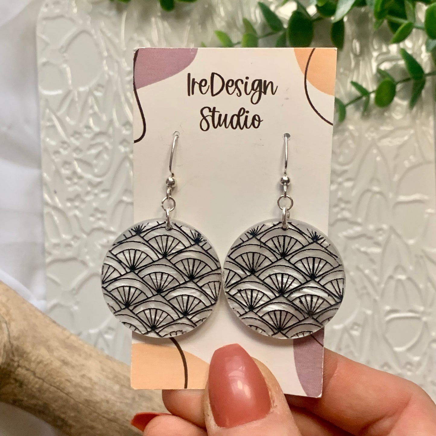 Pearl Deco Print Earrings